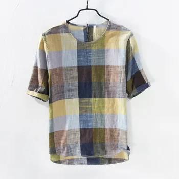 Medvilnės skalbiniai meno grotelės vyrų prarasti retro mados pledas marškinėliai atsitiktinis 2020 naujas