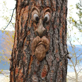 Medžio Veido Apdaila Aukštos Kokybės 3D Realus Sodo Kabinti Figūrėlės Lauko Derva Tree Hugger Ornamentu