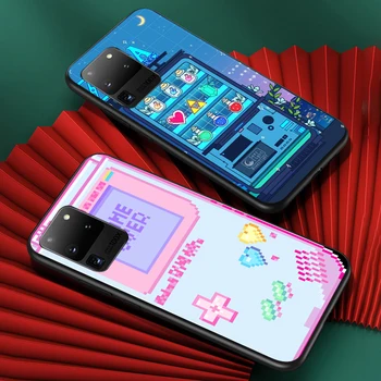 Meno Pikselių Estetinės Samsung Galaxy S20 S21 FE Ultra S10 S10e S8 S9 S7 S6 Plus Lite Krašto Juoda Telefono dėklas