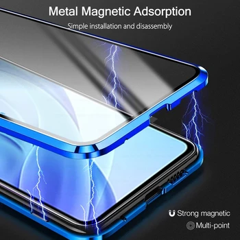 Mi11 atveju 360° metalo bamperis adsorbcijos magnetinio flip dangtelis xiaomi mi 11 ultra lite 11lite šviesa pro dvipuse stiklo coque