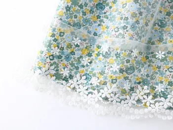 Midoo Pasakų 2021 M. Vasarą Mergaitėms, Vaikams, Vaikų Princesė Dress Nėrinių Akių Gėlių Varčias-Line Mielas Sluoksniuotos Rankovėmis Drabužius