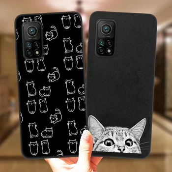 Mielas Kosmoso Laimingas Katės Black Telefoną Atveju Xiaomi Mi 10T Lite Redmi Pastaba 9S 7 8 9 10 Note10 Pro 8T 9C 10S Minkštas Silikoninis Dangtelis