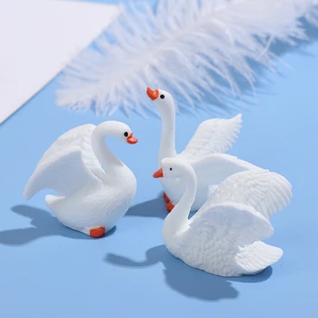 Mielas Mini Amatų Statulėlės Augalų Puodą Sodas Ornamentu Miniatiūriniai Swan Sodo Dekoro