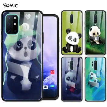 Mielas Panda Grūdintas Stiklas Telefoną Atveju OnePlus 7 8 Nord 7T Pro 8T 5G Z Dangtelis 1+ 7pro 8Nord5G 8pro Shell 