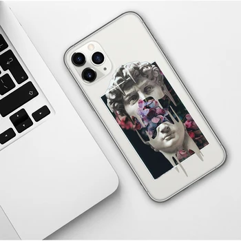 Mikelandželas Adomo Meno Minkštas Telefono dėklas Skirtas iPhone 12 Pro Max SE 2020 m. 11 7 8 Plus X XR XS Max Angel David linijos Dangtis