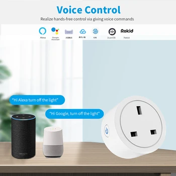 Mini 16A Belaidžio Wifi UK Kištukas Tuya Pažangaus Gyvybės Galia Mornitor Laikmatis Lizdas Smart Home Automation Dirbti Su Alexa 