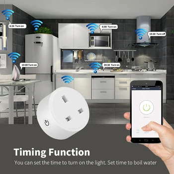 Mini 16A Belaidžio Wifi UK Kištukas Tuya Pažangaus Gyvybės Galia Mornitor Laikmatis Lizdas Smart Home Automation Dirbti Su Alexa 