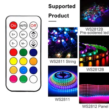 MINI 21Keys RGB LED Juostelės RF Valdytojas, Spalvotas, Su Nuotolinio Už WS2812B WS2811 WS2812 SK6812 Adresuojamo Pikselių Juostos, Lempos