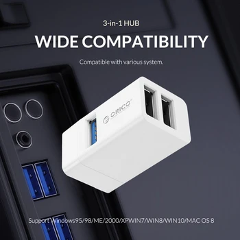 Mini 3 in 1 USB Šakotuvą, veikimas Prijungimo Kištukas Dizaino Adapteris Ratai Nemokama Įrengimas Laptop Notebook PC Priedai