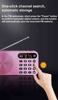 Mini FM Radijo Nešiojamų FM Imtuvas su LED Ekranas, LED Šviesos U Disko Parama TF Kortelę Ausinių Žaisti 3600mah Įkraunama Baterija