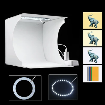 Mini Fotografijos Švieslentę Žiedas LED Reguliuoti Šviesos Foto Studija Lauke Softbox Fotografia Dėžės Palapinė Rinkinys Šaudyti Maisto, Papuošalų, Žaislų