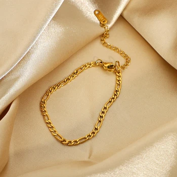 Minimalus klasikinis aukso figaro Grandinės apyrankė skanėstas kiekvieną dieną papuošalai, Aukso spalvos Nerūdijančio Plieno Plonas krovimas grandinės apyrankė
