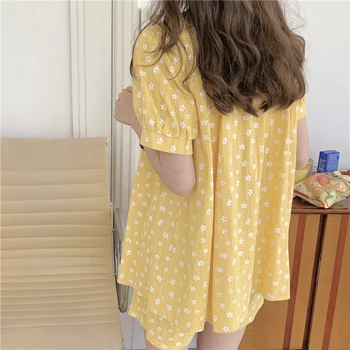 Minkštas patogus moterų pižama nustatyti lacework trumpas rankovės puloveriai šortai kostiumas homewear 2 dalių komplektas vasaros sleepwear geltona Y612