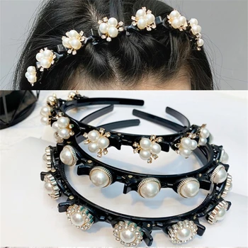 Modeliavimo Pearl Moterų Hairbands Korėjos Rankų Darbo Gėlių Ekrano Užsklandą Girl Plaukų Aksesuarų Mados Vestuvių Papuošalai