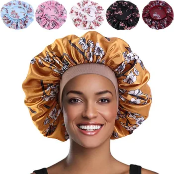 Moterims Gėlių Satino Miego Kepurės Plaukų Apsaugos Priežiūros Skrybėlę Elastinga Gėlių Modelio Šukuosenų Dušo Kepuraitė Naktį Lankelis ant Galvos