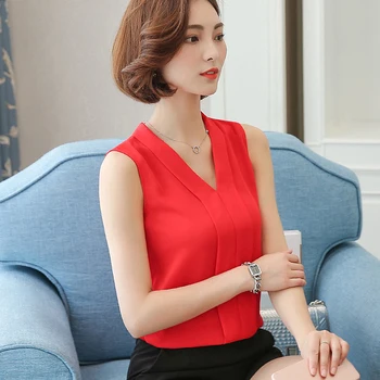 Moterims Palaidinės Ir Marškinėliai, 2021 M. Vasarą Korėjos Elegantiška Berankovė Vientisos Spalvos Šifono Rankovėmis Viršūnes Moterų Plius Dydis Drabužių Bakas
