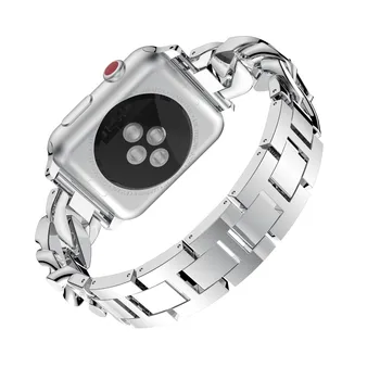 Moterys, Ponios Apyrankę, Apple Watch Band Serijos 6 SE 5 4 3 Madingi Diamond Kaubojus Grandinės Dirželis 40mm/44mm/42/38mm Metalo Diržo