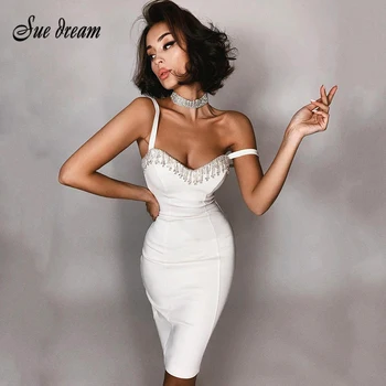 Moterys, Seksualus, Be Rankovių Balta Juoda Deimantų Kristalų Kutas Mini Bodycon Tvarstis Suknelė 2021 Elegantiškas Vakaras Šalis Suknelė Vestidos