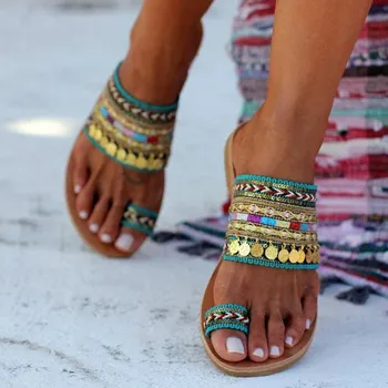 Moterys Vasarą Batai Boho Amatininko Butas Ponios Sandalai Rankų Darbo Graikų Stiliaus Flip-Flop Šlepetės Sandalai Sandalia Feminina 2021