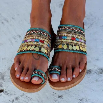 Moterys Vasarą Batai Boho Amatininko Butas Ponios Sandalai Rankų Darbo Graikų Stiliaus Flip-Flop Šlepetės Sandalai Sandalia Feminina 2021