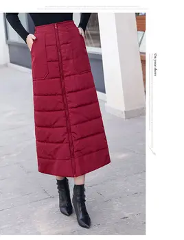 Moterų Aukšto Juosmens Rudens-Žiemos Mados Saia Atsitiktinis Palaidų Paminkštintas Dygsniuotas Zip Iki Midi-Line Sijonai Moterų Blyksnius Sūpynės Streetwear
