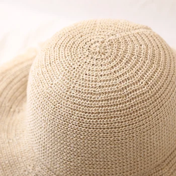 Moterų Big Kraštų plaukų krašto kvėpuojantis šiaudų skrybėlę vasarą, skėtį nuo saulės, saulės žvejo skrybėlę Paplūdimio Skrybėlę