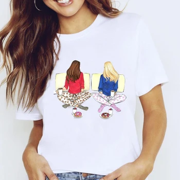 Moterų Grafinis Gėlių Sesuo, Draugai, Meile, Saldus Mados 2021 Spausdinimo Animacinių Filmų Lady Drabužius Viršūnes Tees Spausdinti Moterų Marškinėlius (T-Shirt