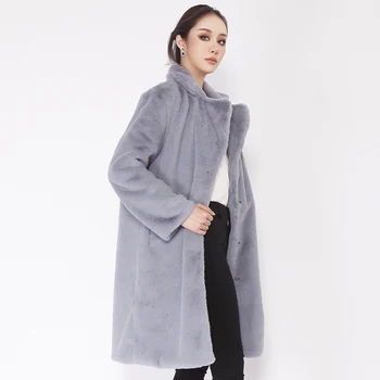 Moterų Imituoti Mink Ynthetic Fox Fur Coat Rudenį Outwear Žiemos Striukė, Paltas 2021 Moterų Parko Šiltas Natūralus Drabužiai