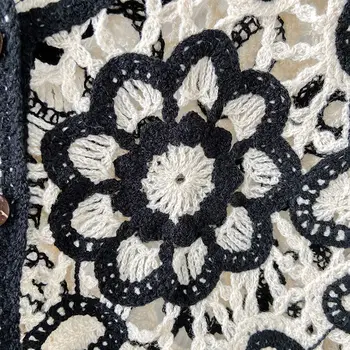 Moterų Liemenės, Megztiniai Tuščiaviduriai Iš V-kaklo, Siuvinėjimo Vieną Krūtinėmis Vintage, Retro, Liaudies-custom Design Rankovių Megzti viršutinių drabužių siuvimas