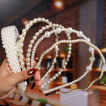 Moterų Vestuvių Perlai Paprasta Hairbands Saldus Lankelis Plaukams, Ratlankiai Turėtojas Ornamentu Galvos Juosta Panele, Mada, Plaukų Aksesuarai