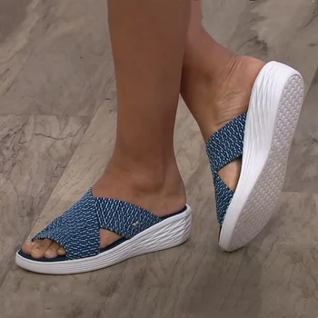 Moterų šlepetės vasaros batai Platformos Sandalai Moterims, Skaidrių, Kietų Komfortą Pleišto Šlepetės Patalpų Peep Toe Paplūdimio Šlepetės