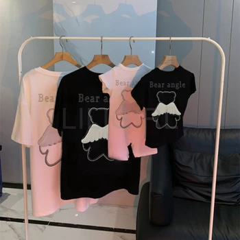 Motina Ir Dukra Dress Lokys, Print T-shirt Šeimos derinti Drabužius Tėvo, Sūnaus Šeima Atrodo Mamytė Ir Man Drabužius Kūdikiui Romper