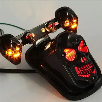 MotorcycleTail Flasher Signalai, Šviesos Electromobile Modifikuotų Kaukolės Formos, užpakalinis žibintas Dvasios Vadovas LED Stabdžio užpakalinis žibintas motoAccessories
