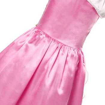 MUABABY Mergaitės 2-8T Miegančioji Gražuolė Cosplay Vasaros Suknelė Rožinės spalvos Elegantiškas Princesė Kostiumai Vaikams Aukso Spausdinimo Helovinas Kostiumai Šalis