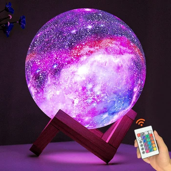 Mėnulio Lempos Vaikai Naktį Šviesos Galaxy Lempa 16 Spalvų LED 3D Star Mėnulio Šviesos Keitimas Palieskite Ir Nuotolinio Valdymo Galaxy Šviesos Dovanos