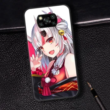 Nakiri Ayame Hololive Anime Mergina Telefonas Padengti Korpuso Xiaomi Mi A2 A3 8 9 SE 9T 10 10T Pro Lite Ultra Poco X3 black Funda