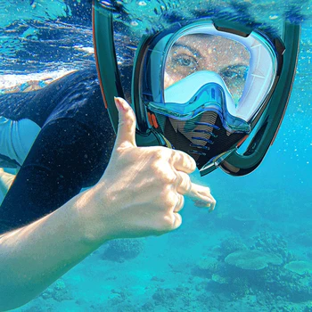 Nardymas Kaukė Dvigubo Kvėpavimo Vamzdelį Kvėpavimo Snorkeling Veido Akiniai Vyrai Moterys Vandeniui Plaukimo Įranga