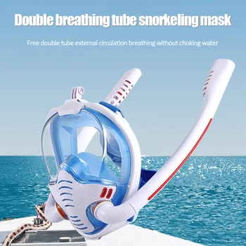 Nardymas Kaukė Dvigubo Kvėpavimo Vamzdelį Kvėpavimo Snorkeling Veido Akiniai Vyrai Moterys Vandeniui Plaukimo Įranga
