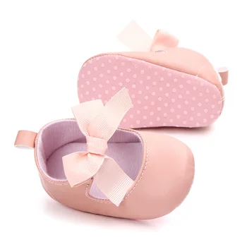 Nauja 0-18 Mėnesių Naujagimiui Mergina Rožinė Kahaki Balta Pu Odos Princesė Batai Bowknot Pirmasis kūdikių Vaikštynės batai mergaitėms