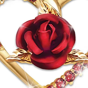 Nauja Meilė Širdyje Raudona Rožė Pakabukas Karoliai Moteris, Mergina, Panele, Aukso Spalvos Karoliai Choker bižuterijos Valentino Diena Dovana