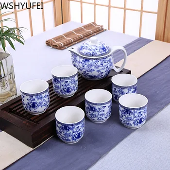 Nauja stiliaus Mėlynos ir baltos spalvos porceliano arbatos rinkinys Anti-plikymo šilumos Arbatos rinkinys arbatos rinkinys, arbatinukas Office buitinių geriamojo indai WSHYUFEI