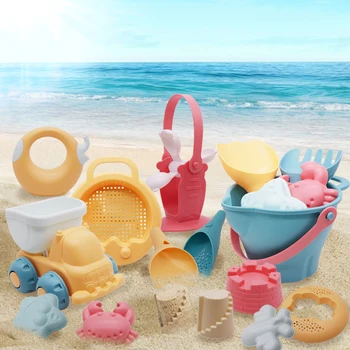Nauja Vasaros Silikono Minkštas Kūdikio Paplūdimio Žaislai Vaikams Akių Maišą Vonia Žaisti Smėlio Set Beach Party Žaislai Kibirą Smėlio Formų Priemonė Vaikas