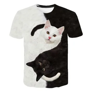 Naujas 2020 Cool mados marškinėliai vyrams ir moterims, dvi kates spausdinti 3d marškinėliai vasaros trumpomis rankovėmis t shirts vyrų t shirts XXS-6XL