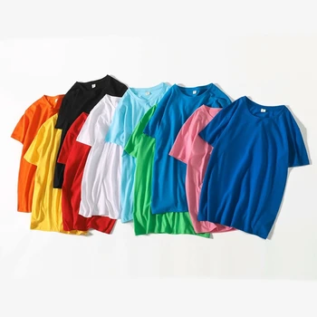 Naujas 2021 Vyrų 200gsm Medvilnės marškinėliai trumpomis Rankovėmis Gryna Spalva Vyrų marškinėliai T-shirts Vyrų Viršūnes Logotipą Kainuoti Papildomai