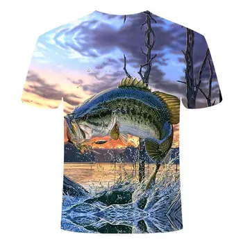 Naujas 3d meškere Marškinėliai Laisvalaikio T-Shirt 3d Juokingi Žuvis Vyrų Ir Moterų Spausdinti Marškinėlius Hip-Hop T-Shirt Harajuku Azijos Dydis S -6xl
