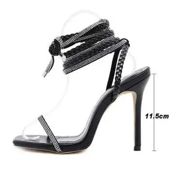Naujas Elegantiškas Bling Kristalų Sexy Sandalai Moterims Atidaryti Tne Ytmtloy Čiurnos Dirželis Zapatos Transparentes De Mujer Sadalias Femininas