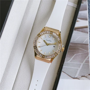 Naujas Mados Deimantų Prekės ženklo Moterų Laikrodžiai 6 Spalvų Aukso, Sidabro Rožių Gumos juosta, Nerūdijančio Plieno, Kvarcas Laikrodžio Ciferblato Skersmuo 38mm