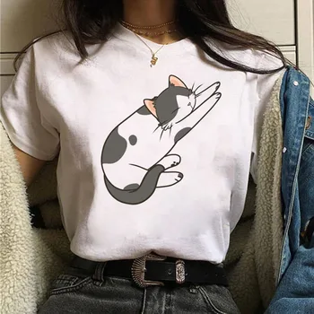Naujas Mados Moterų Marškinėliai Katė Mama Print T-shirt Harajuku Grafinis Tee Marškinėliai Moteriška Mielas Viršūnes Kačių Mylėtojas marškinėliai White Tee Drabužiai