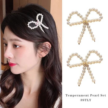 Naujas Mados Perlų Plaukų Įrašą Moterų Korėjos Staigius Geometrinis Kristalų Plaukų Barrettes Mergina, Plaukų Aksesuarai Hairgrip Lankelis