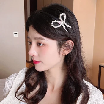 Naujas Mados Perlų Plaukų Įrašą Moterų Korėjos Staigius Geometrinis Kristalų Plaukų Barrettes Mergina, Plaukų Aksesuarai Hairgrip Lankelis